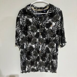 VTG Carribean Joe Mens Tropical Button Up Palm Leaves Size Large 100% RAYON.